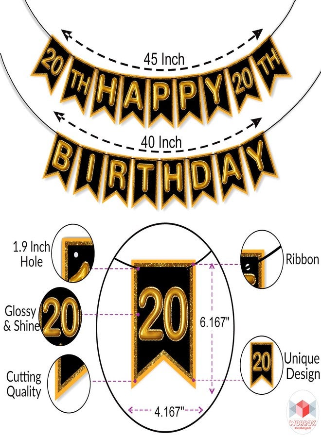 Wobbox 20th Happy Birthday Banner, 20th Happy Birthday Decoration Items (Brown) (FP4549) - Image 3